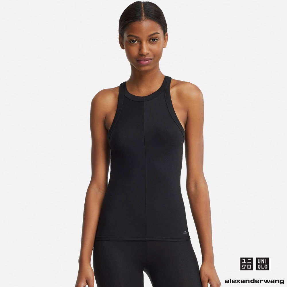 New ALEXANDER WANG x Uniqlo HeatTech Ribbed Racerback Sleeveless Top Warm BLACK